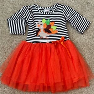 Striped Black and White Turkey Dress with Orange Tutu
